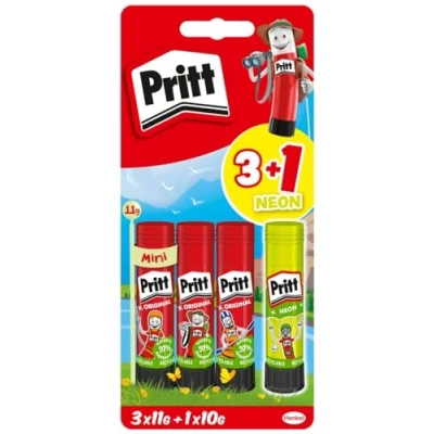 Imagen de Pritt Juego de barras pegamento con diseño diseño, seguro y apto para niños artes manualidades, adhesivo fuerte la escuela, 3 x 11 g original 1 10 colorido