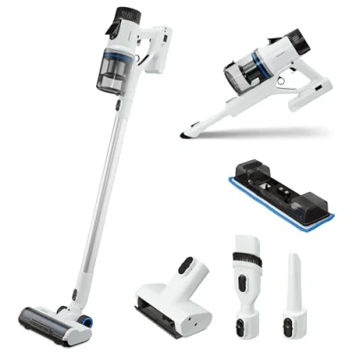 Imagen de MEDION P350 W Aspirador Vertical 3 en 1, sin Bolsa con estación de Carga y función mopa, aspiradora Cable 24 kPa 350 W, Mano Pantalla táctil Sensor Polvo