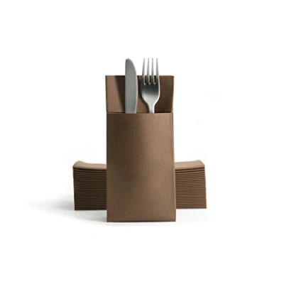 Imagen de Alvotex Chic Airlaid 50 servilletas Desechables para Cubiertos (39 x 40 cm), Color marrón