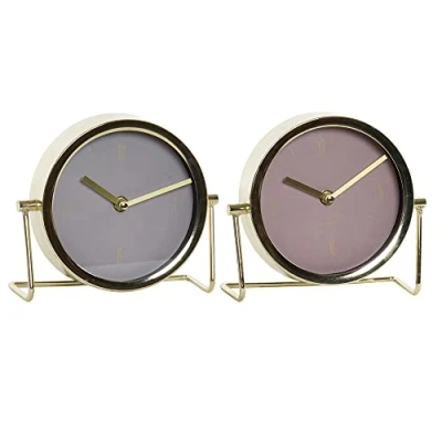 Imagen de DKD Home Decor Reloj de Mesa la Marca Dorado Cristal Hierro (2 Piezas) (18 x 6.5 16 cm) (Referencia: S3021310)