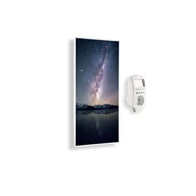 Imagen de Könighaus Calefactor por Infrarrojos con Cuadro, 1200 Vatios + Termostato Inteligente y Aplicación Estufa de Pared Bajo Consumo TÜV/GS Marco Blanco (18. Cielo estrellado 2)
