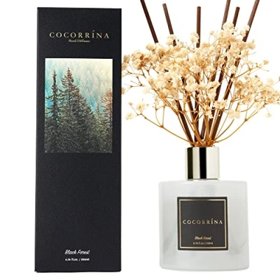 Imagen de COCORRÍNA Reed Diffuser Set 200ml Difusor de Varillas con Flores secas/Bosque Negro/Ambientadores Hogar, Ambientador Varillas/difusor Aromas/para Decoración Baños y Estanterías