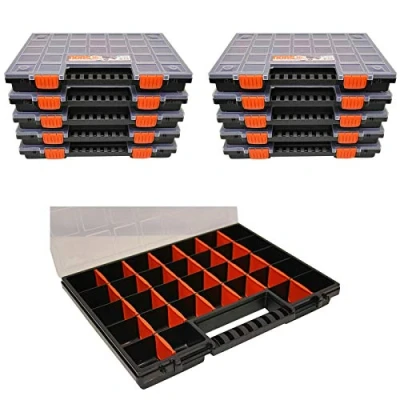Imagen de caja organizadora NORS16 en juego de 10 unidades, dimensiones aprox. 399 x 303 50 mm, tornillos, clasificación, maletín organizador con 26 piezas