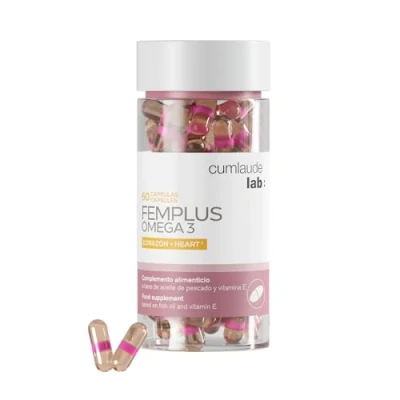 Imagen de Cumlaude Lab FemPlus Omega 3, Complemento Alimenticio a Base de Aceite Pescado y Vitamina E, Ayuda al Funcionamiento Normal del Corazón Protege Estrés Oxidativo 60 Cápsulas