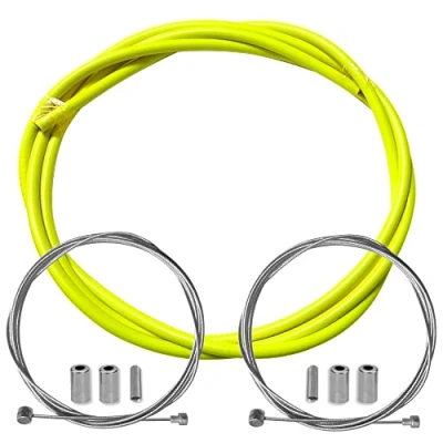 Imagen de cyclingcolors Funda de freno para bicicleta con cable delantero trasero compatible Shimano Sram carretera MTB, Amarillo Fluo