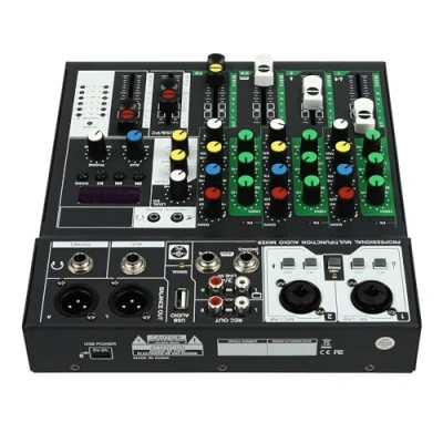 Imagen de Mixer Audio 4 canales DJ Mezclador de Bluetooth portátil Tarjeta sonido con efectos música Consola mezcla Protable