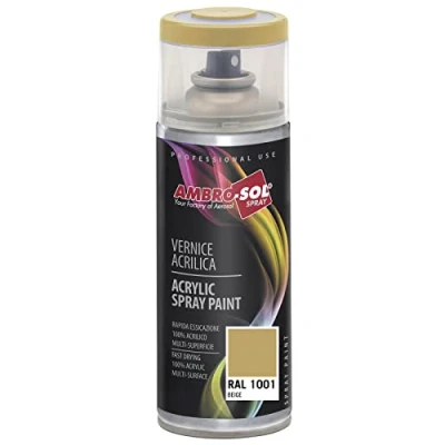 Imagen de AMBRO SOL Pintura acrílica en spray, color Beige, RAL 1001, resultado profesional múltiples superficies, exteriores e interiores, 400 ml