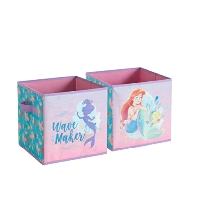 Imagen de Idea Nuova Disney Little Mermaid Juego de dos espaciosos cubos almacenamiento plegables, 10 x pulgadas