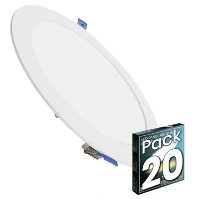 Imagen de LED ATOMANT Pack 20x Downlight Panel Extraplano Redondo 220mm 20W, 2100 lumenes, Color Luz Fria (6500K), Corte estandar 200mm, Driver incluido