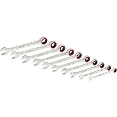 Imagen de Bosch Professional Juego de 10 llaves combinadas con función carraca (8, 10, 12, 13, 14, 15, 16, 17, 18, 19 mm, en caja)