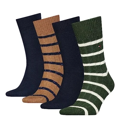 Imagen de Tommy Hilfiger CLSSC Sock, Verde (Army Green/Desert Khaki), 39 42 (Pack de 4) para Hombre