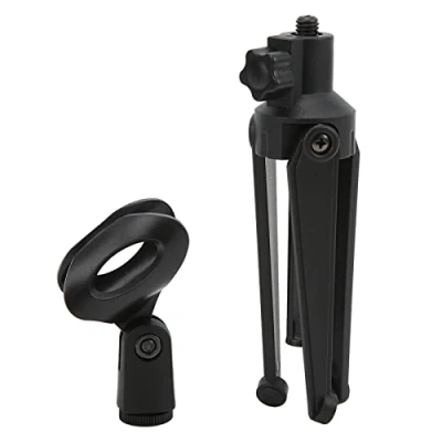 Imagen de Mini Soporte de Micrófono, Trípode Micrófono Escritorio con Clip Plegable Ajustable, Mesa para Conferencias, Transmisiones en Vivo