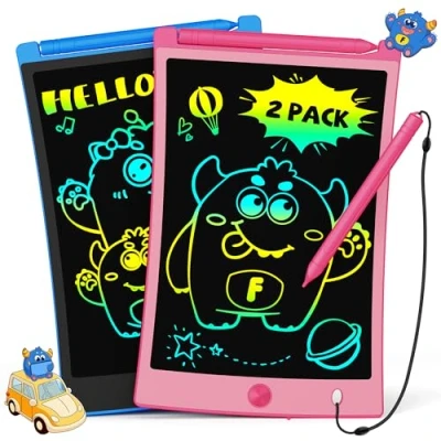 Imagen de TEKFUN 2Pack Tableta de Escritura LCD 8,5 Pulgadas, Tablero Dibujo Electrónico, Pizarra Infantil Juguetes Regalo Cumpleaños para Niñas y Niños 3 4 5 6 7 Años Regalos (Azul+Rosa)
