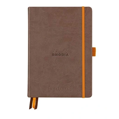 Imagen de Clairefontaine 118771C Un cuaderno RHODIARAMA Goalbook forrado rígido 14, 8 x 21 cm, 240 páginas pequeños puntos (DOT),, color chocolate