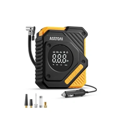 Imagen de AstroAI Inflador Ruedas Coche Digital, Compresor Aire Portátil Eléctrico de 150 PSI 12V, Coche, Hinchador con Pantalla LCD y Luz LED para Etc.