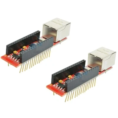 Imagen de TECNOULAB 2 uds ENC28J60 Ethernet Shield HR911105A Nano V3.0 RJ45 módulo de Servidor Web