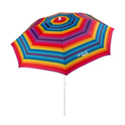 Imagen de Aktive 62217 Sombrilla de playa, Ø180 cm, con protección UV filtro 50, mástil Ø22 25 mm, incluye bolsa para transportarla, playa plegable, Beach,