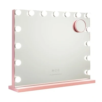 Imagen de Flamingueo Espejo Maquillaje con Luz Tocador 15 Bombillas, de 3 Modos, Puerto USB, Táctil, Rosa