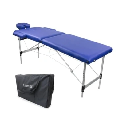 Imagen de Mobiclinic, Camilla de Masaje Plegable, CA 01 Light, Mesa Masaje, Reposacabezas, Aluminio y Polipiel, 2 cuerpos, Plegable Fisioterapia, Altura Regulable, 186x60 cm, Portátil, Azul