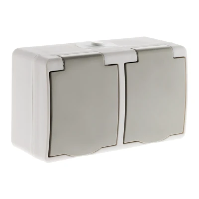 Imagen de Zenitech Doble Toma 2P + T Horizontal, Mini, IP54, Gris Claro