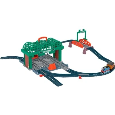 Imagen de Fisher Price Thomas &amp; Friends Knapford Station Train Set track with 2 in 1 playset and storage case for preschoolers 3+