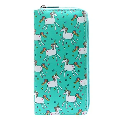 Imagen de DonDon Cartera Monedero para Mujer señora con Cremallera Unicornios y Estrellas