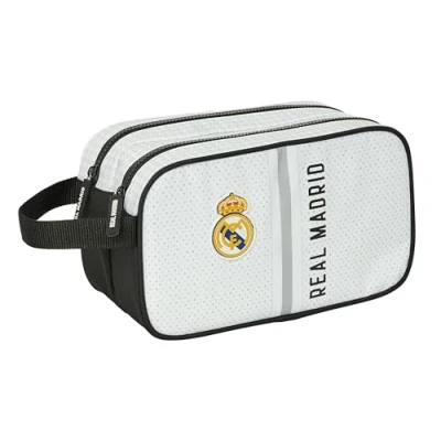 Imagen de Safta Real Madrid 1ª EQUIPACIÓN 24/25 Neceser Escolar Infantil Grande, Infantil, Adaptable a Carro, Ideal para Niños de 5 14 Años, Cómodo y Versátil, 26x12.5x15 cm, Color Blanco/Gris