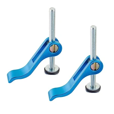 Imagen de POWERTEC 71165 Abrazadera de leva aluminio para carpintería, inserto roscado 5/16&quot; 18, 2 unidades, azul