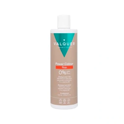 Imagen de Valquer Profesional Champú Power color cabellos teñidos. Vegano Y Sin Sulfatos (Rojo). Potenciador cabello 400 ml.