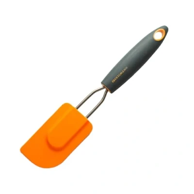 Imagen de Fackelmann Soft Espátula Cocina, Lengua Silicona con Mango Ergonómico y Antideslizante en Acero Inoxidable Polipropileno, Color Gris Naranja, 27x8 cm, 1 ud.