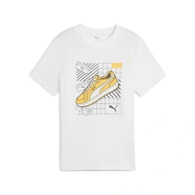 Imagen de Puma Graphics TEE Unisex Camiseta estampada para niños, Talla: 15 16a (16), White