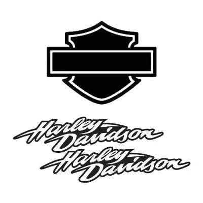 Imagen de Pegatinas retro reflectantes para casco de moto Homenaje a Harley Davidson Pack Black (3 pegatinas)