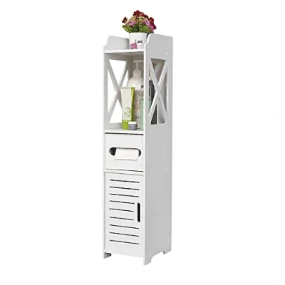 Imagen de OHMG Mueble de baño, armario estrecho alto, baño pie, con soporte para papel higiénico, estantería muebles, inodoro, dormitorio, cocina, salón, 20 x 15 80 cm,