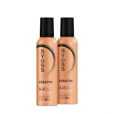 Imagen de SYOSS Espuma pelo Keratina Cabello Flexible y Brillo Intenso 2 uds de 250ml como recién salido la peluquería