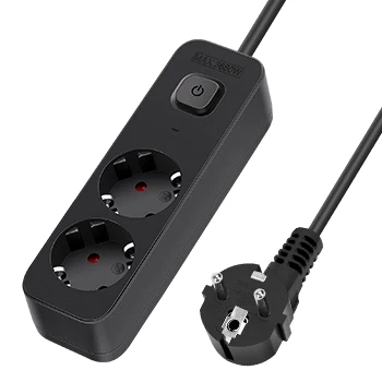 Imagen de Aigostar Regleta Enchufes, Alargador Enchufe de 2 Enchufes con Interruptor, Cable 3 Metros, Negro