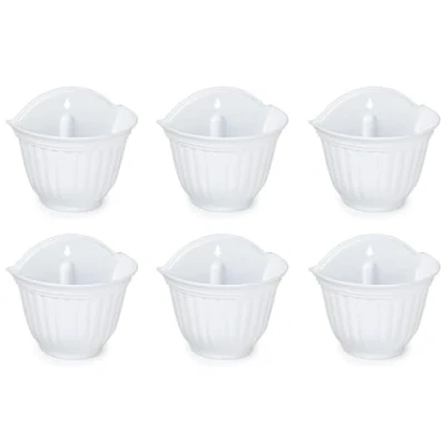 Imagen de AC Pack de 6 macetas plástico para Pared, Tiesto, macetero Colgar, Recipiente Plantas, Flores, balcón, Porche, hogar, Fabricada en España (Blanco 26 x 29,5 19 cm)