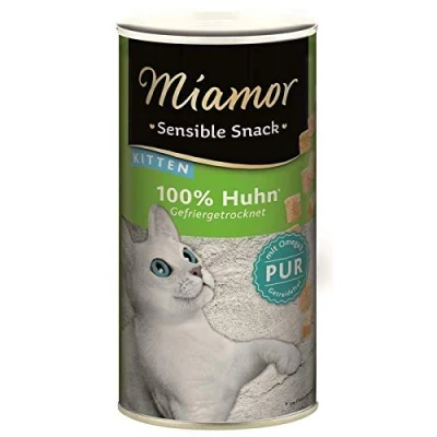 Imagen de Miamor Sensible Snack Kitten con pollo puro 3 unidades x 30 g Complemento alimenticio para gatitos puede ayudar a recompensar los gatos 100% sin aditivos