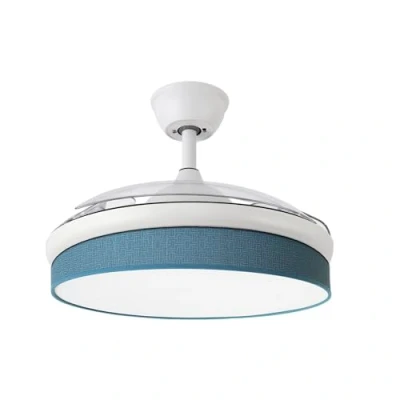 Imagen de Abrila Ventilador DC MODA Color Blanco con tres Aspas Desplegables ABS y Difusor Azul 6 Velocidades Ajustables 3 Temperaturas de Luz Temporizador Mando a Distancia Incluido