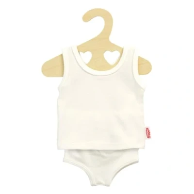Imagen de Heless 9221 Ropa para Muñecas Hecha de Material Jersey Elástico, Juego Interior 2 Piezas En Blanco con Camiseta y Bragas Animales Peluche Tamaño 20 25 Cm