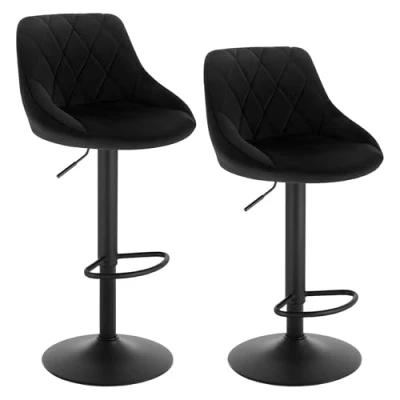 Imagen de WOLTU 2X Taburete de Bar con Respaldo Terciopelo Taburetes Alto Cocina Regulable en Altura Giratorio Sillas Escritorio Rosa BH219rs 2
