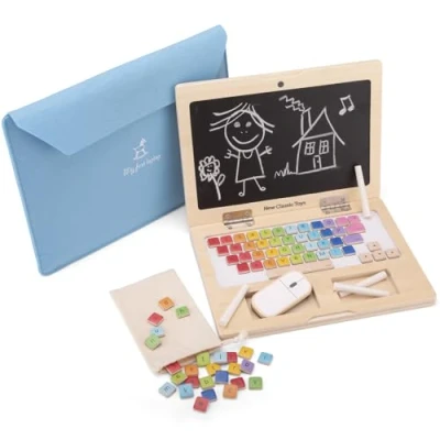 Imagen de New Classic Toys 18270 Pizarra de madera Mi primer portátil