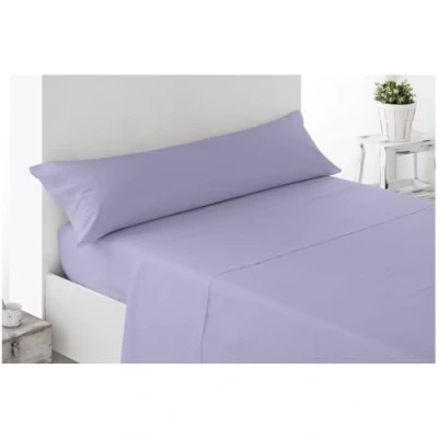 Imagen de Acomoda Textil Juego Sábanas Microfibra para Cama Individual y Matrimonio con Bajera Ajustable, Encimera Funda Almohada. Colores Lisos Cómoda Suave Verano Invierno. (Lila, 150 cm)