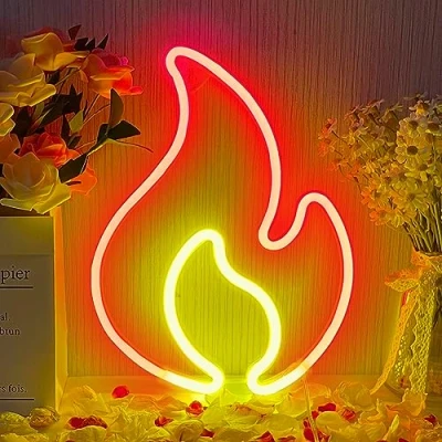 Imagen de Señal de luz Neón Llama Luces Rojo Letrero, con USB o Pilas, en Forma Llama, para el Hogar, Fiestas, Niños, Suministros Regalos