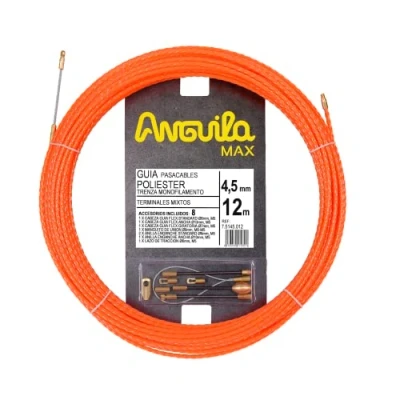 Imagen de Anguila Max 7.5145.012 Guía pasacables Especial Rectas Poliéster Trenzada Monofilamento Ø4,5mm 12 Metros y terminales Mixtos, Naranja