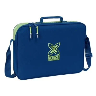 Imagen de Safta M385 612574385, Munich North Cartera Extraescolares, Maletín Portatodo, Bandolera, Cómoda y Versátil, Calidad Resistencia, 38x6x28 cm, Color Unisex niños, Azul Marino, M