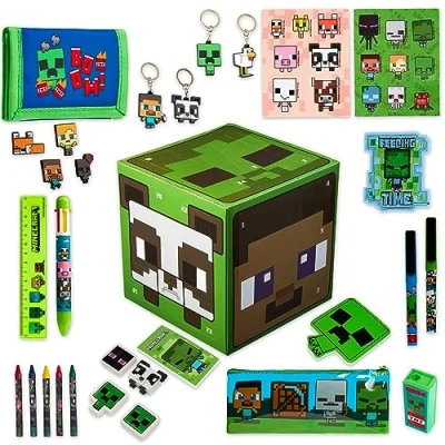 Imagen de Minecraft Calendario de Adviento 2024 para Niños Papelería, Cuadernos, Pegatinas (Verde Cube)