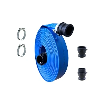 Imagen de Manguera Plana 6 Bares, con acoples Camlock de PP Tipo A,C,E,F + 2 Abrazaderas Super W1. (52mm T20m)