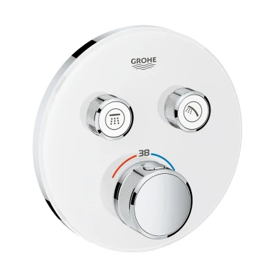 Imagen de Grohe 29151LS0 Grohtherm Smartcontrol Termostato para Ducha con Cristal Blanco, 2 Chorros Regulables, Moon White, Redondo