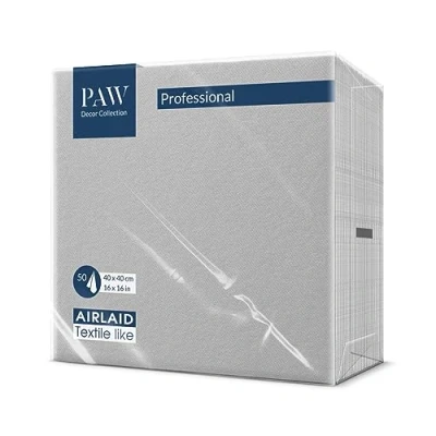 Imagen de PAW Servilletas Papel Airlaid (40 x 40 cm) I de Tela Uniforme, Elegante Liso Plata Perfecta para las Ocasiones Importantes Color: Monocolor (silver)