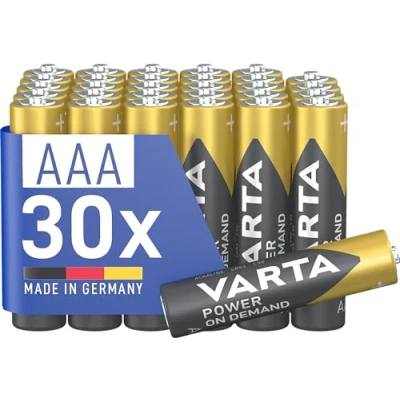 Imagen de VARTA Pilas AAA, paquete de 30, Power on Demand, alcalinas, 1,5V, inteligentes, flexibles, para accesorios ordenador, dispositivos Smart Home, linternas, Made in Germany